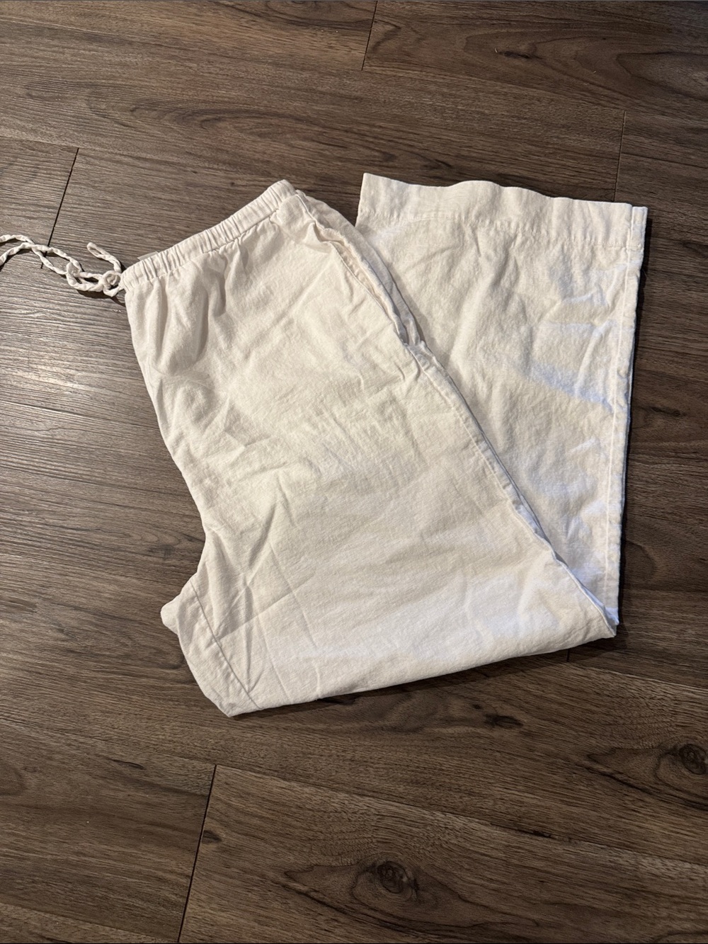 Cato White Wide Leg Drawstring Pants